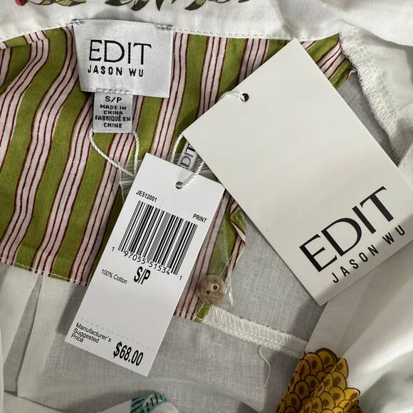 Edit Jason Wu Floral Notch Collar Button-Up Shirt, S Petite - Picture 3 of 4